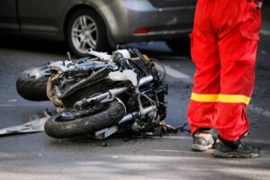 Motorcycle accident along the highway